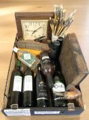 Several bottles of alcohol, a family bible, pipe, pair of binoculars, artist's brushes, Stanley No.