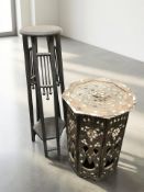 A 19th century Syrian bone-inlaid octagonal occasional table, height 47 cm (a/f),