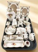 A collection of Royal Albert Old Country Roses cabinet porcelain including pair of photo frames,