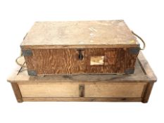 Two pine trunks / boxes, largest 105 cm wide.