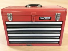 A Halfords professional enameled metal tool chest, width 53 cm.