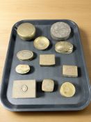 A collection of Chinese and other oriental brass trinket boxes,