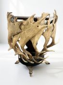 A late Victorian antler-mounted walking stick/umbrella stand, 66 cm H x 56 cm W x 30 cm D.