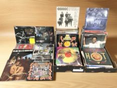Vinyl LP records including James Brown, Elvis Presley, Donna Summer, and other mixed artists.