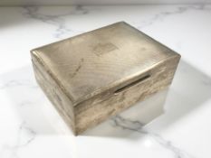 A silver and teak-lined cigarette box, Birmingham 1961,