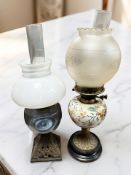 Two Victorian oil lamps