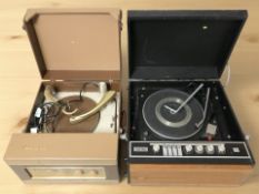 A Deccalian portable turntable,