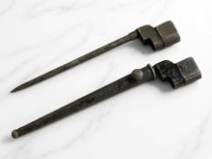 Two British No.4 Mk II spike bayonets, one with sheath.