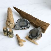 A group of minerals including Geode, petrified wood, fool's gold, etc.