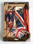 A group of vintage Union Jack flags.