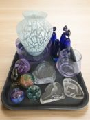 A group of contemporary studio glass paperweights and other studio glass wares,