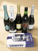 Five bottles of alcohol including prosecco and Martini Asti,