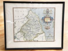 Saxton's Map of Northumberland : A reproduction in colours, printed by Taylowe Limited, 1964,