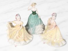 Three Royal Doulton figures : Ninette HN2379 (x2) and Emily HN4093.