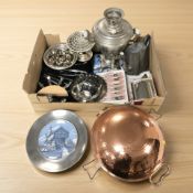 A group of cutlery, silver plated items, tea urn,