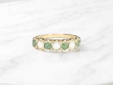 A 9ct gold emerald and opal dress ring, size N½ CONDITION REPORT: 1.