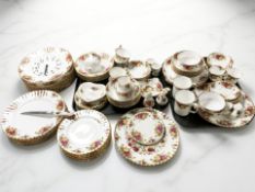 Approximately ninety four pieces of Royal Albert Old Country Roses tea, coffee and dinner porcelain,