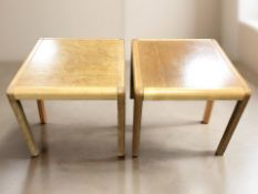 A pair of Danish teak square lamp tables, width 47 cm.