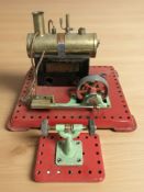 A Mamod stationary live steam boiler with piston, on plinth, width 21 cm,