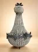 A 20th century pendant light fitting with glass droplets, height 75 cm.