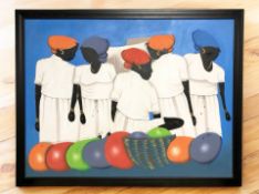Marjorie * (Haitian School) Study of five women and fruit, oil on canvas, signed lower right,