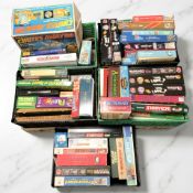 A large quantity of puzzles and boardgames.