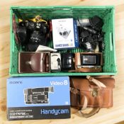 Cameras and accessories including a Nikon F-501 camera, Kershaw Cerlew-III camera,