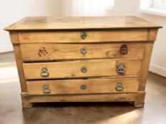 A 19th century Scandinavian pine four drawer chest, 129 cm x 55 cm x 87 cm.