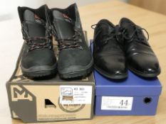 A pair of black gent's shoes and a pair of gent's walking boots size 43 CONDITION