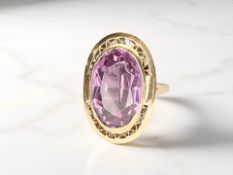 A yellow gold amethyst dress ring,