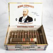 A King Edward Mild Tobaccos cigar box containing sixteen King Edward and other assorted cigars.
