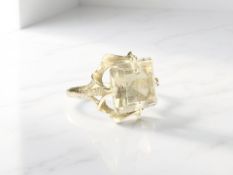 A 9ct yellow gold ring set with a citrine, size P. CONDITION REPORT: 4.