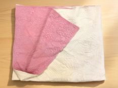 A machine stitched Durham-style quilt, approximately 235 cm x 200 cm.