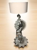 A large contemporary silvered metal table lamp, height 100 cm,