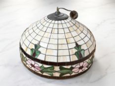 A large Tiffany-style stained glass ceiling light shade, diameter 63 cm.