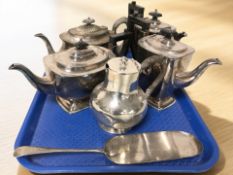 A mixed group of EPNS tea wares, crumb scoop, etc.