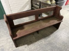 A pine pew, length 160 cm.