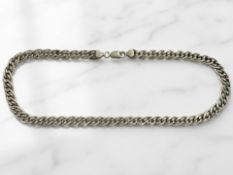 A sterling silver flat multi-link necklace, length 45 cm.