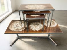 A Belgian Adri chrome and tiled top rectangular coffee table, designed by Juliette Belarti,