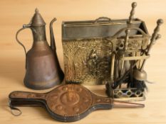 A box of brass and copper ware,