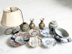 A quantity of Chinese and oriental ceramics including blue and white ginger jars,