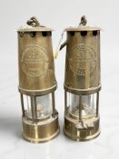 Two Lamp & Limelight brass miner's safety lamps.