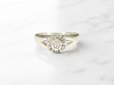 A 9ct white gold diamond cluster ring, size P. CONDITION REPORT: 2.3g.