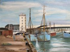 June Colvin : North Shields Fish Quay, oil on canvas, 39 cm x 29 cm.