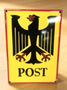 A reproduction Deutsche Post enamelled metal sign,