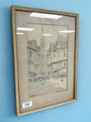 Victor Noble Rainbird (1887-1936) : A byway in Rouen, watercolour, 17.5 cm x 27 cm.