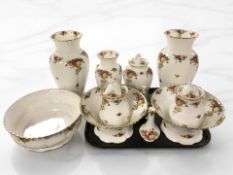 Eleven pieces of Royal Albert Old Country Roses china including vases, bowls,