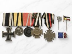 A German WWI medal group, including Iron Cross 2nd Class, Wurttemberg Silver Merit Medal,