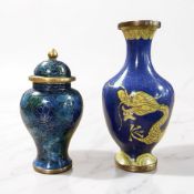 Two cloisonne vases, tallest 13.5 cm.