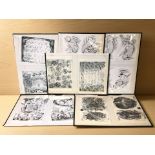 Six double sided sheets of tattoo flash art including various gothic script, etc.